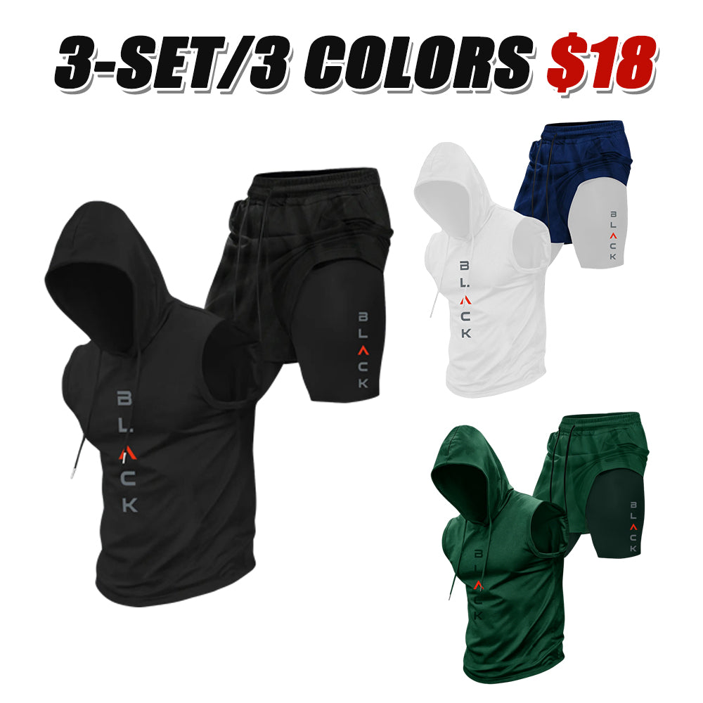 Men's Hooded Graphic Tank Top & Shorts Set