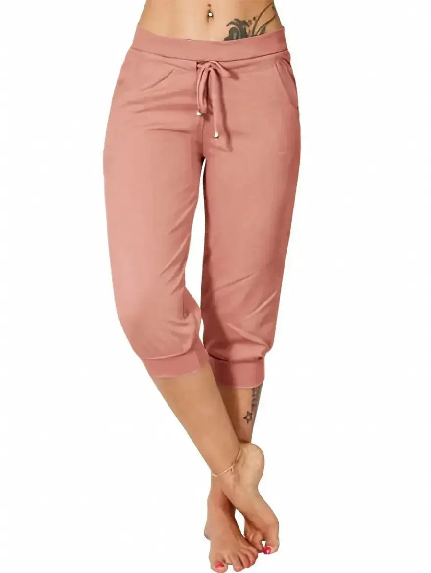 Women’s Drawstring Capri Pants with Pockets for Casual Comfort Wear