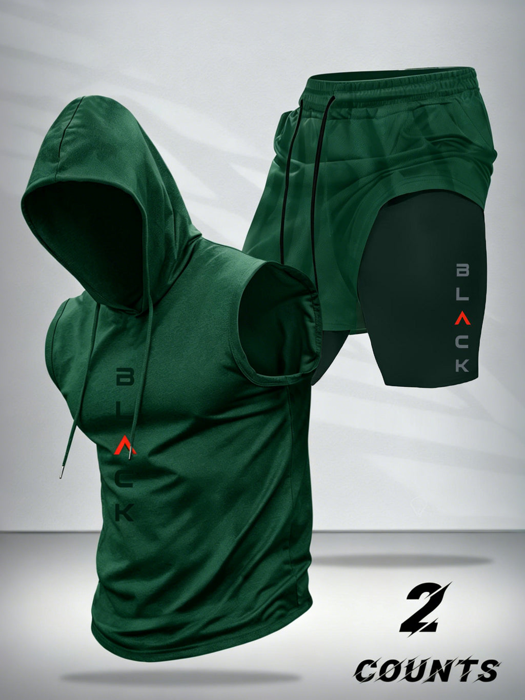 Men's Hooded Graphic Tank Top & Shorts Set