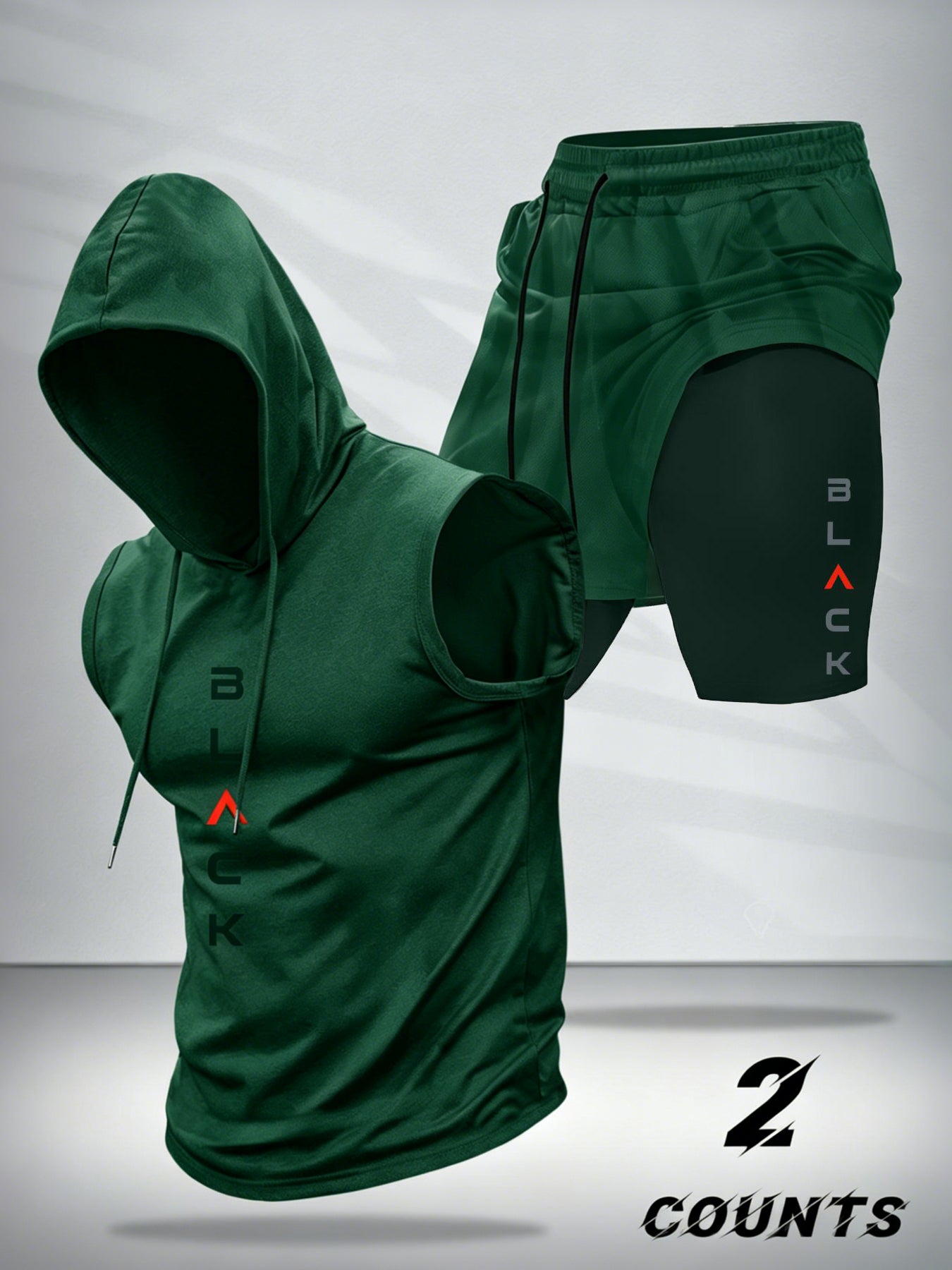 Men's Hooded Graphic Tank Top & Shorts Set