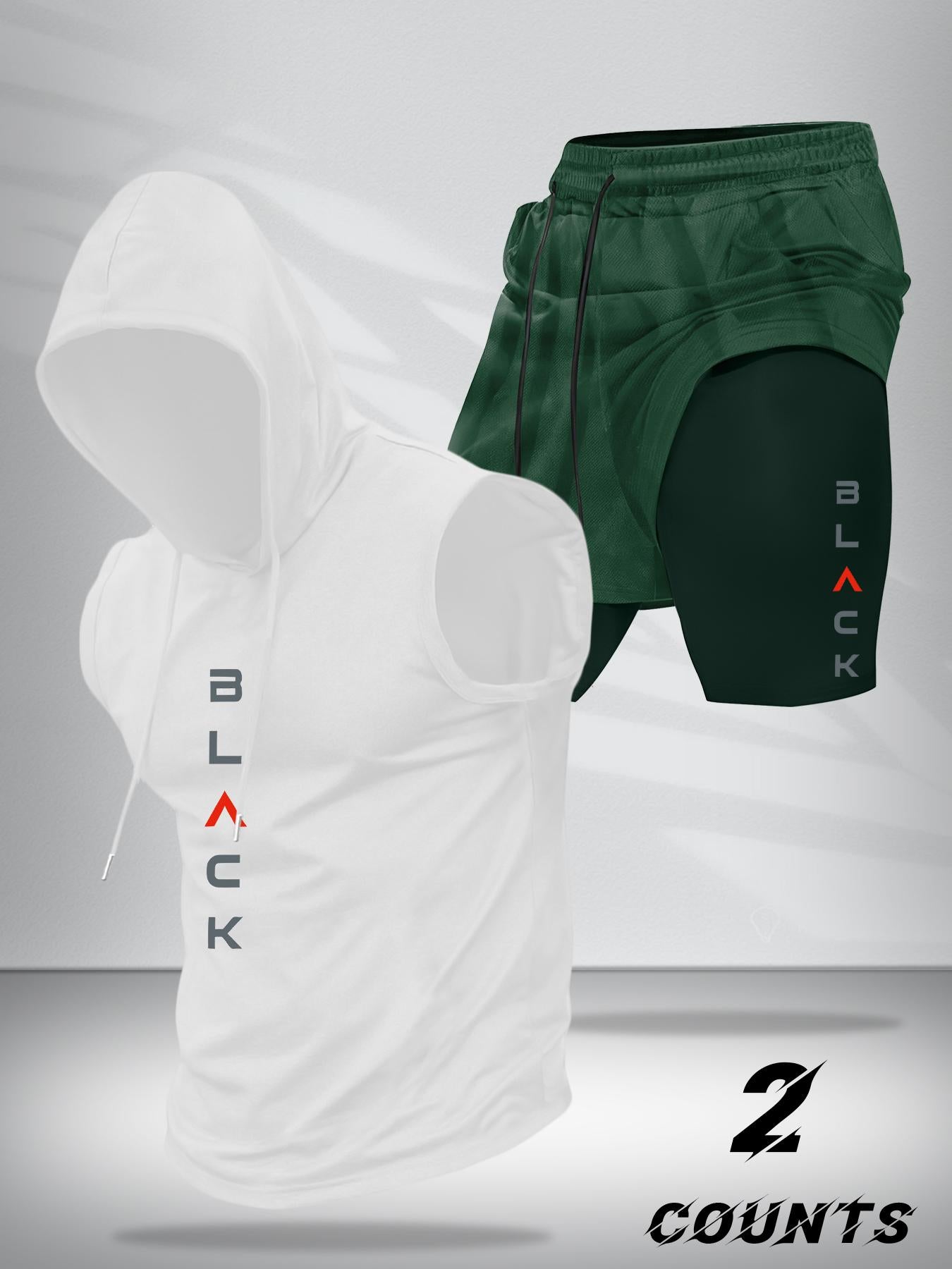 Men's Hooded Graphic Tank Top & Shorts Set