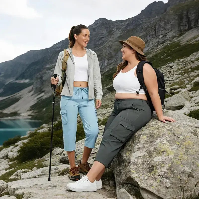 Women's Lightweight Cargo Capris – Multi-Pocket Casual Capris