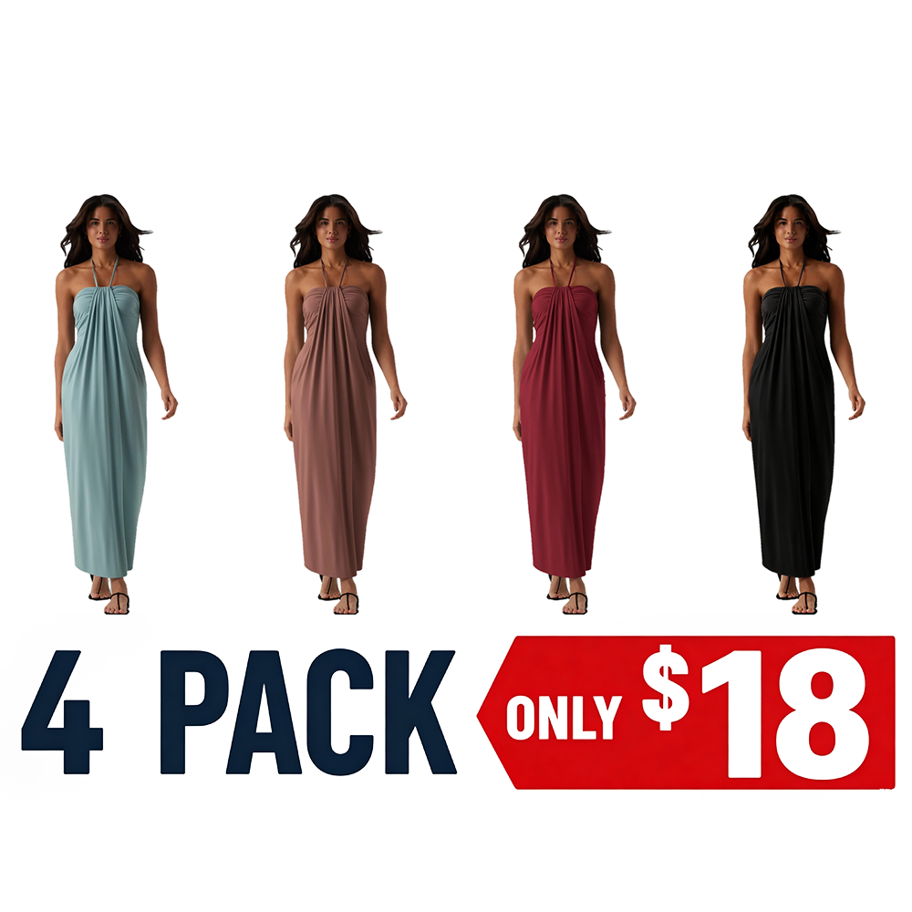 Halter Tie Back Maxi Dress with Pockets