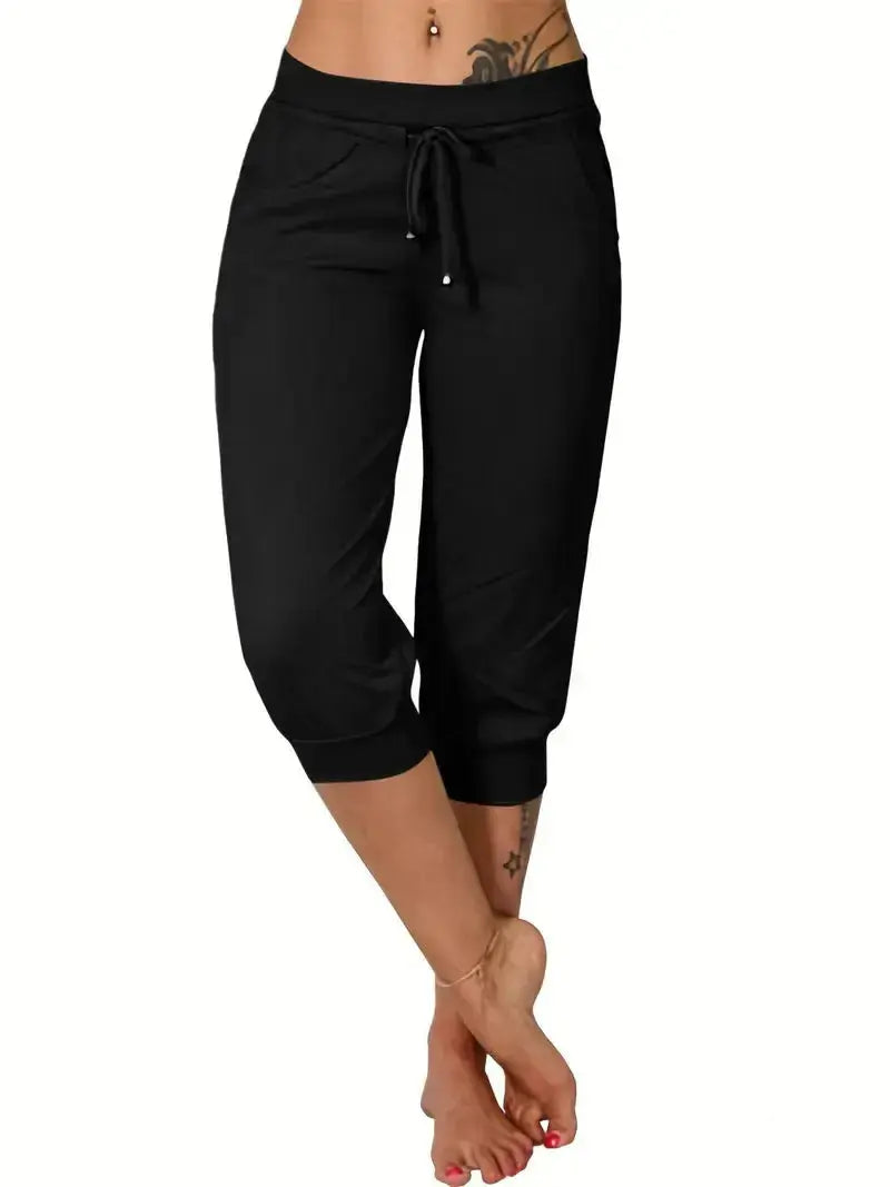 Women’s Drawstring Capri Pants with Pockets for Casual Comfort Wear