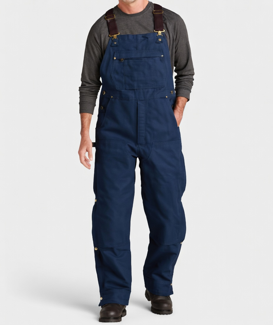 Men's Denim Bib Overalls, Workwear with Adjustable Straps and Convenient Tool Pockets