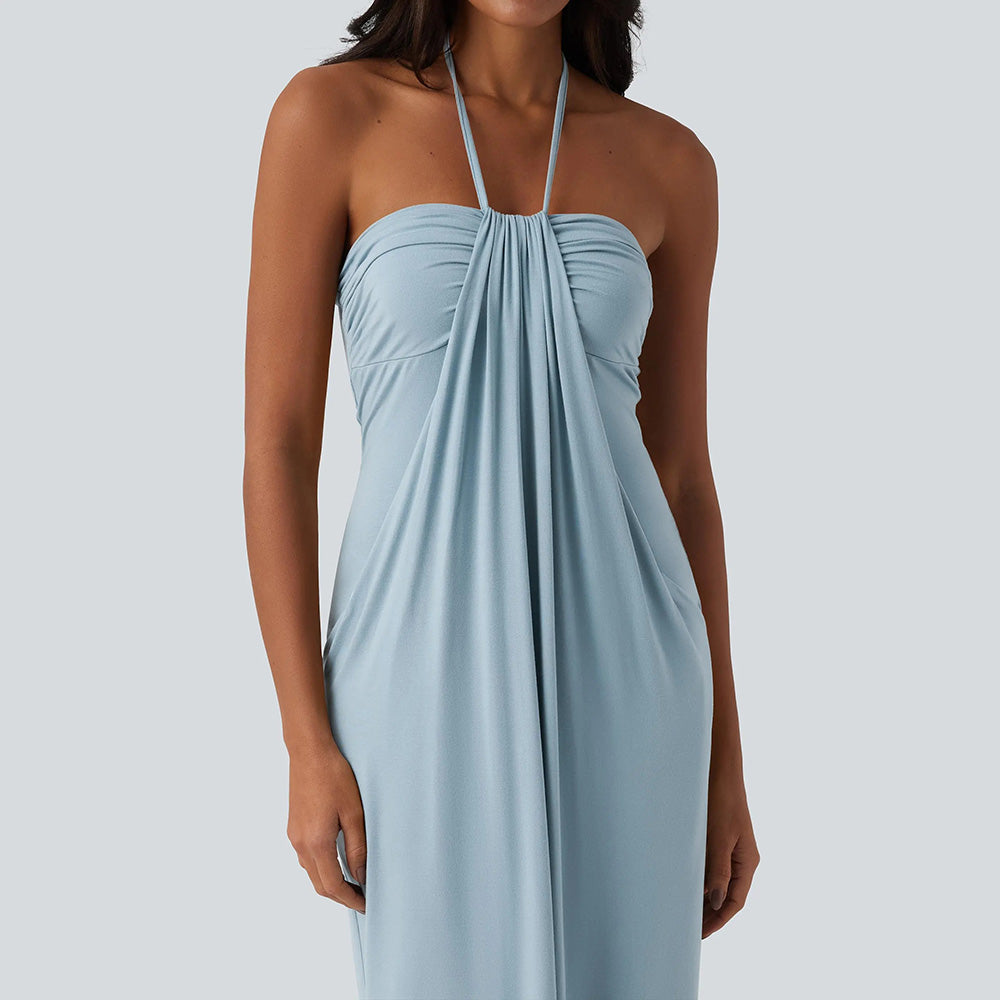 Halter Tie Back Maxi Dress with Pockets