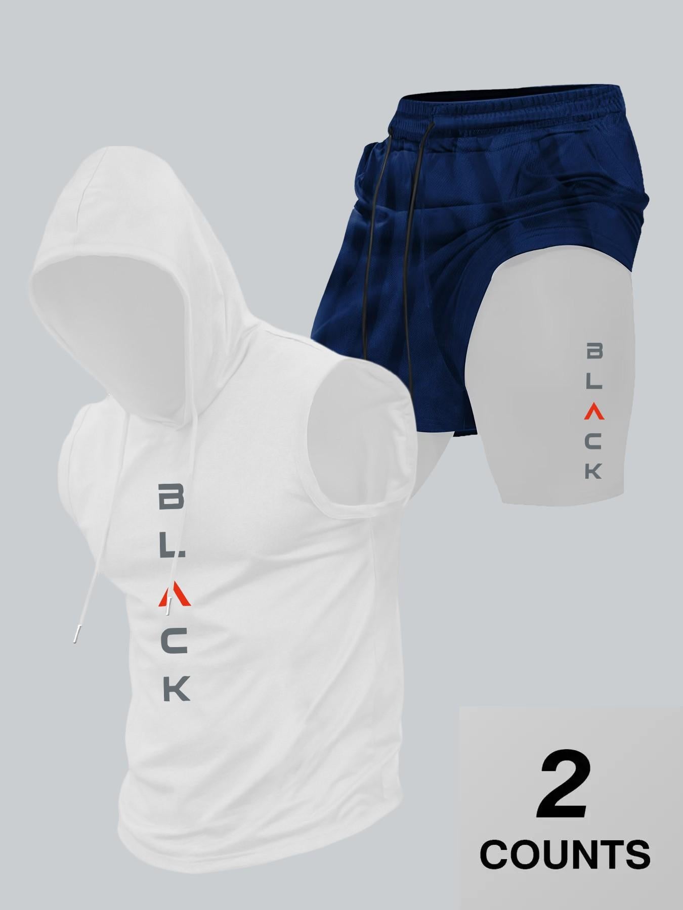 Men's Hooded Graphic Tank Top & Shorts Set