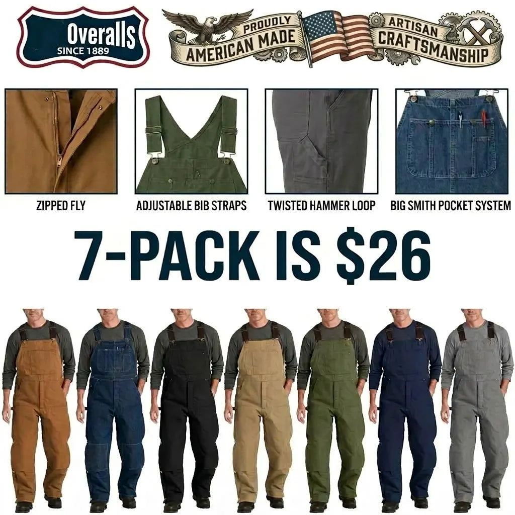 Men's Denim Bib Overalls, Workwear with Adjustable Straps and Convenient Tool Pockets