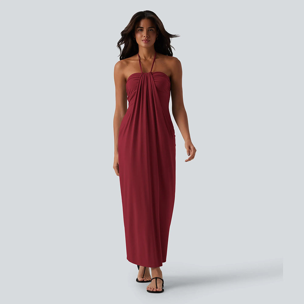 Halter Tie Back Maxi Dress with Pockets