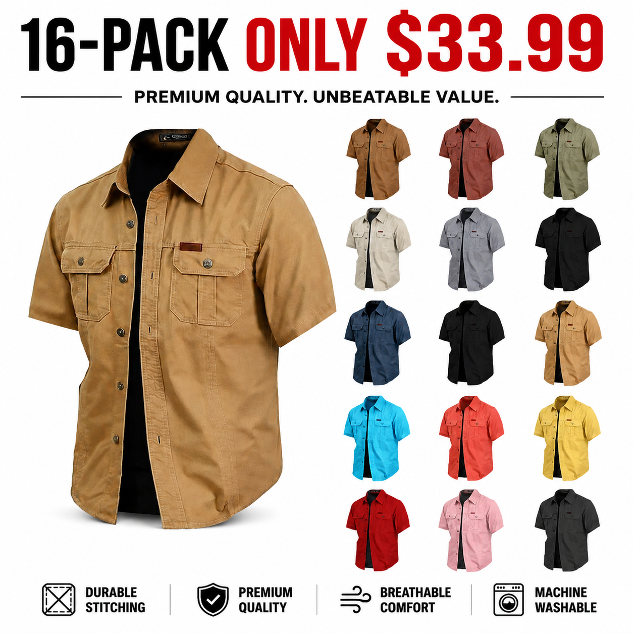 Direct Selling - Cow pattern casual men's work shirt short sleeves