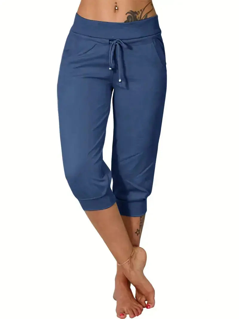 Women’s Drawstring Capri Pants with Pockets for Casual Comfort Wear