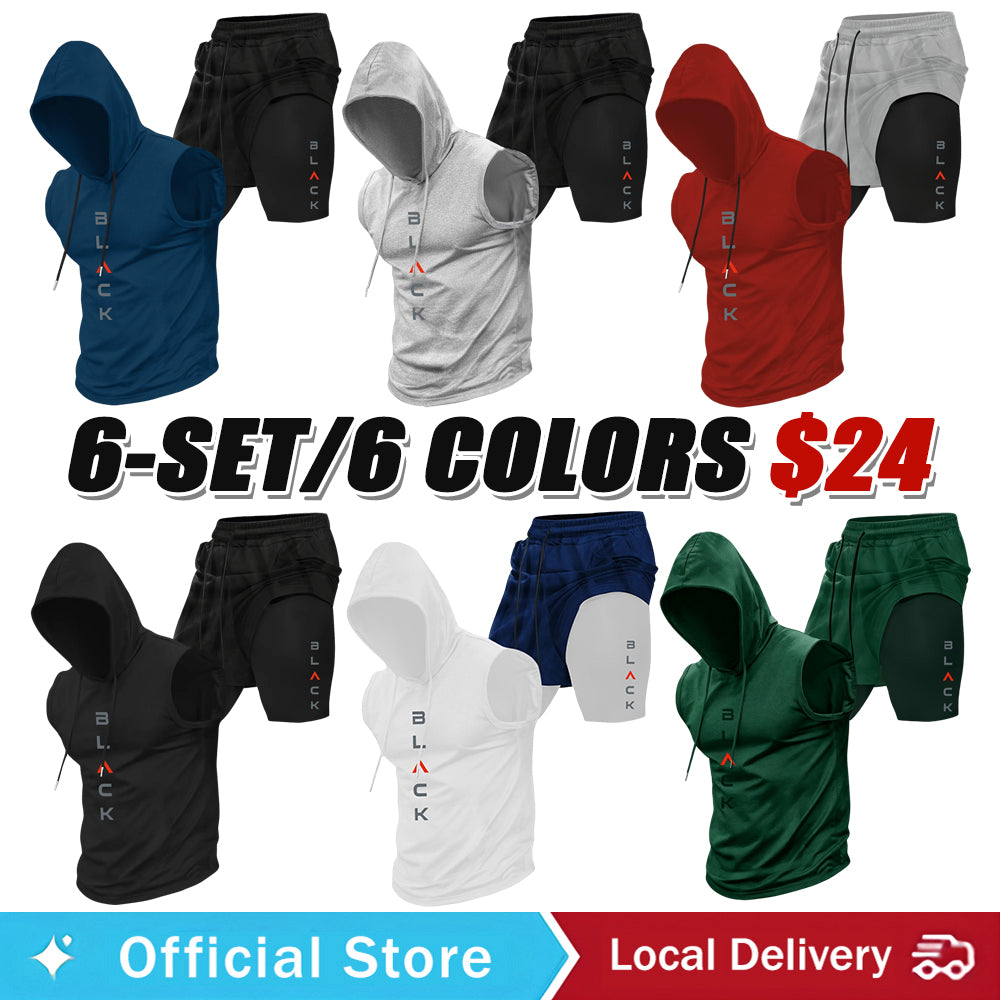 Men's Hooded Graphic Tank Top & Shorts Set