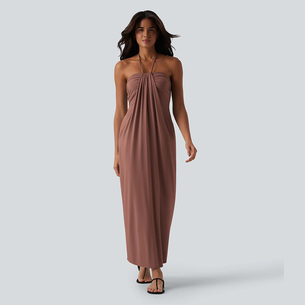Halter Tie Back Maxi Dress with Pockets