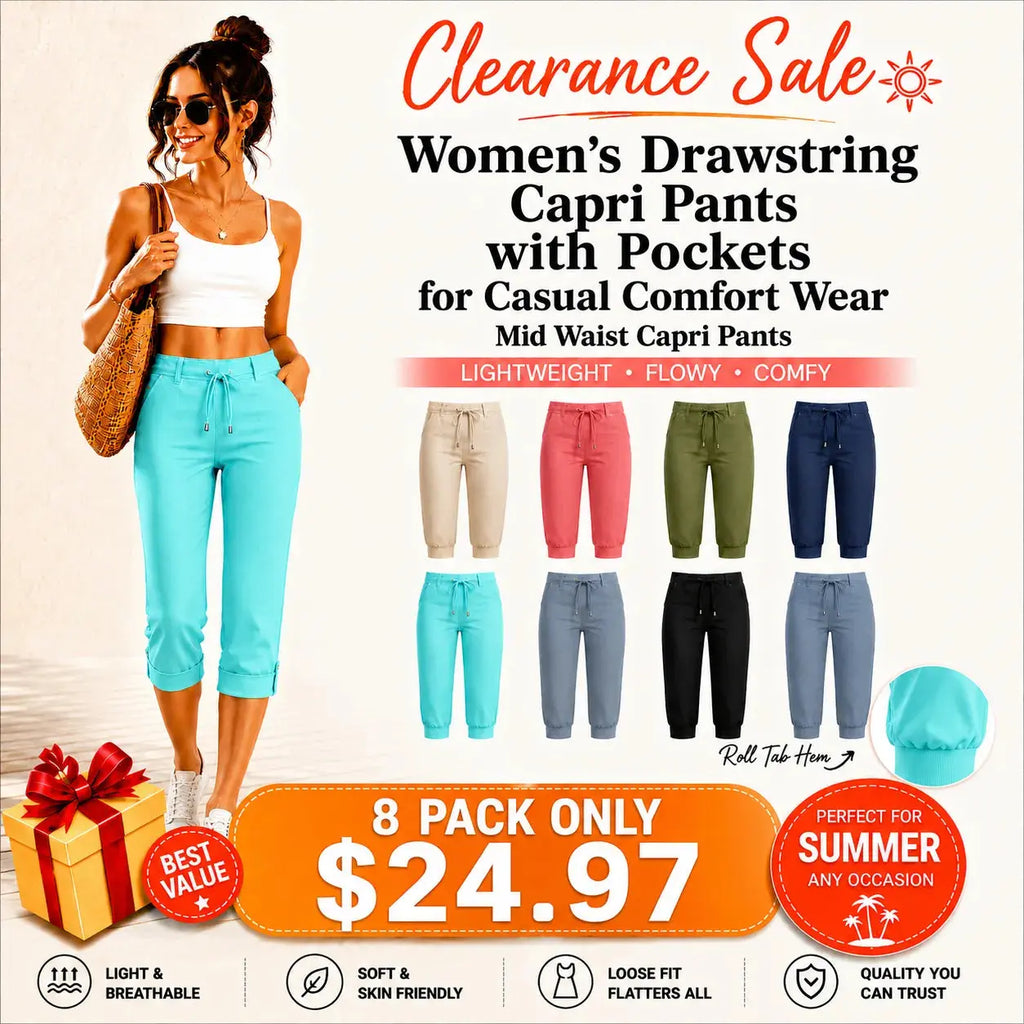 Women’s Drawstring Capri Pants with Pockets for Casual Comfort Wear