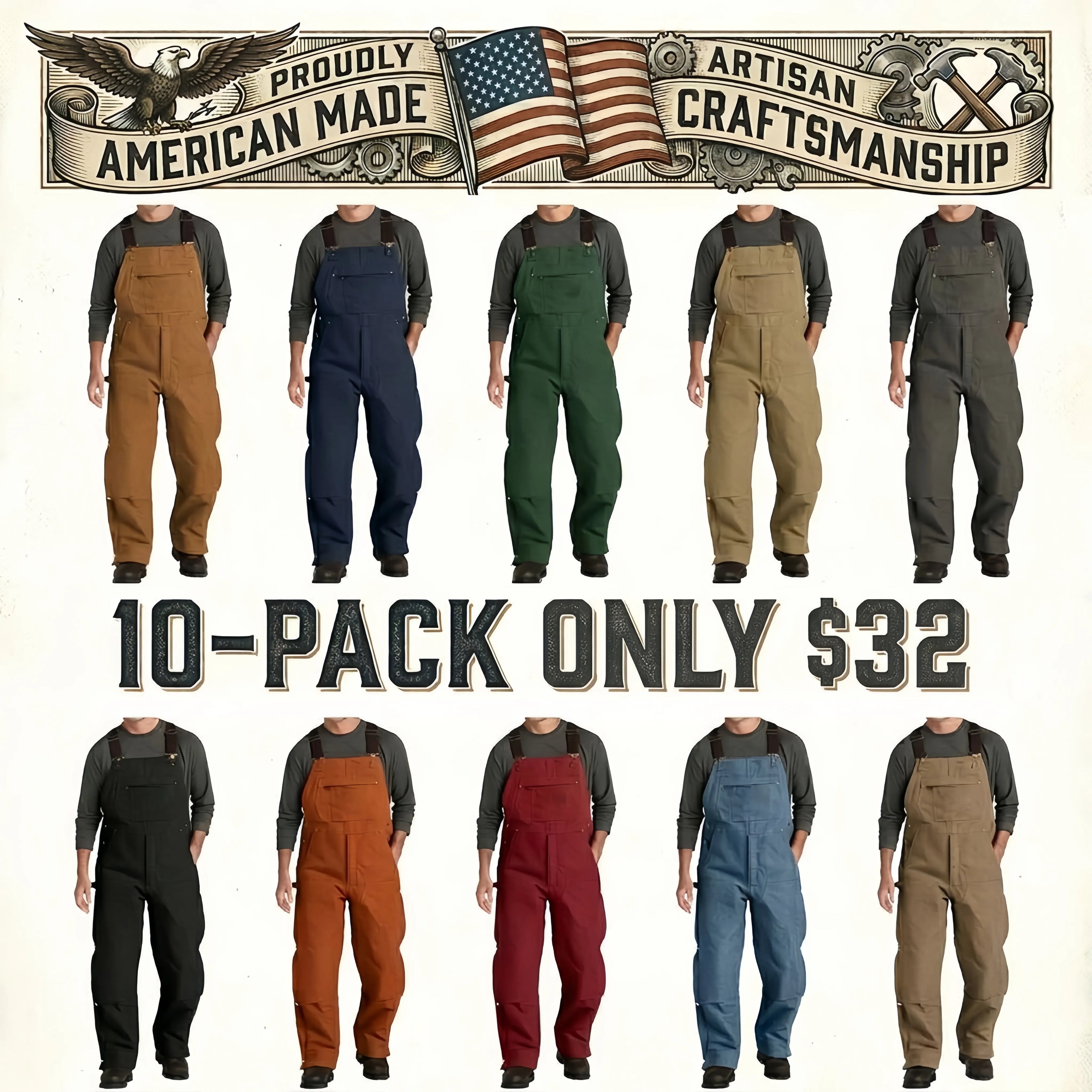Men's Denim Bib Overalls, Workwear with Adjustable Straps and Convenient Tool Pockets