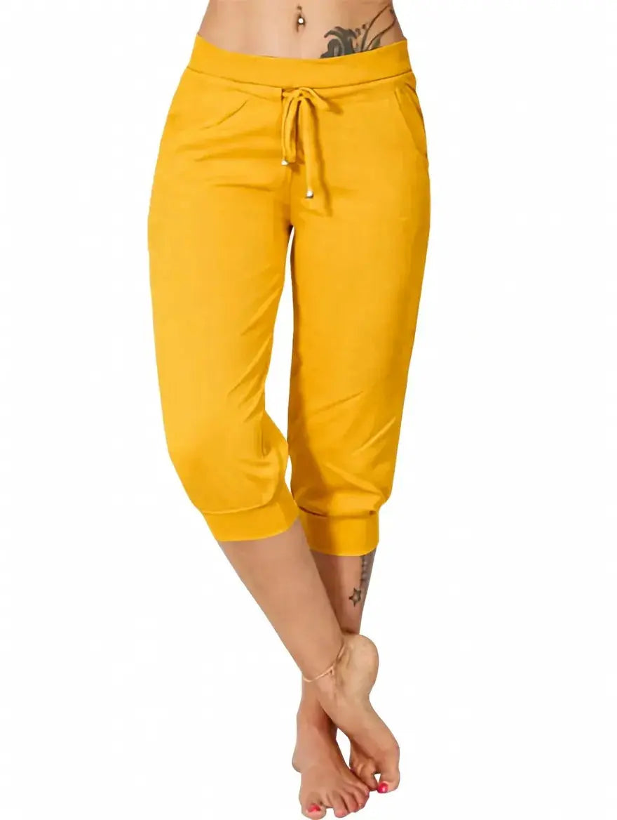 Women’s Drawstring Capri Pants with Pockets for Casual Comfort Wear