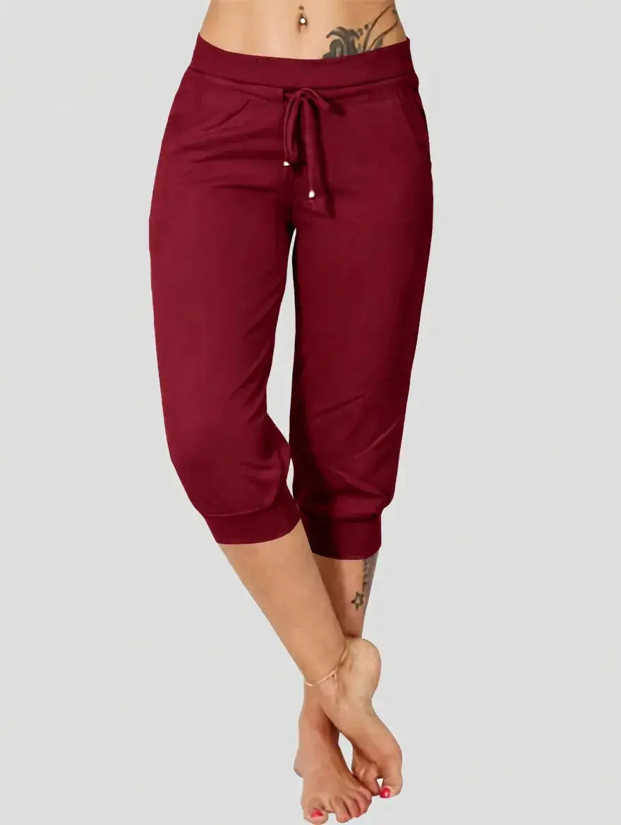 Women’s Drawstring Capri Pants with Pockets for Casual Comfort Wear