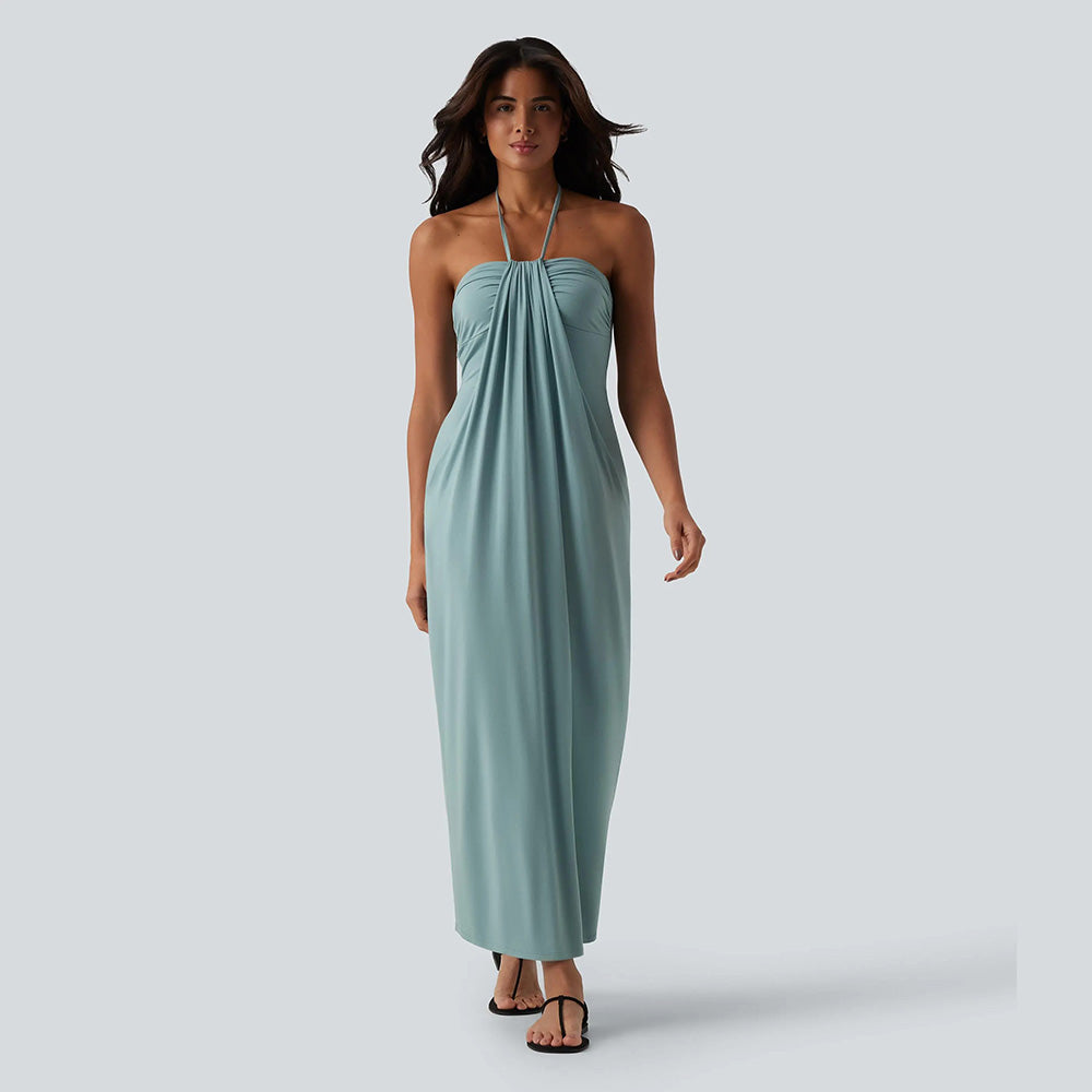 Halter Tie Back Maxi Dress with Pockets