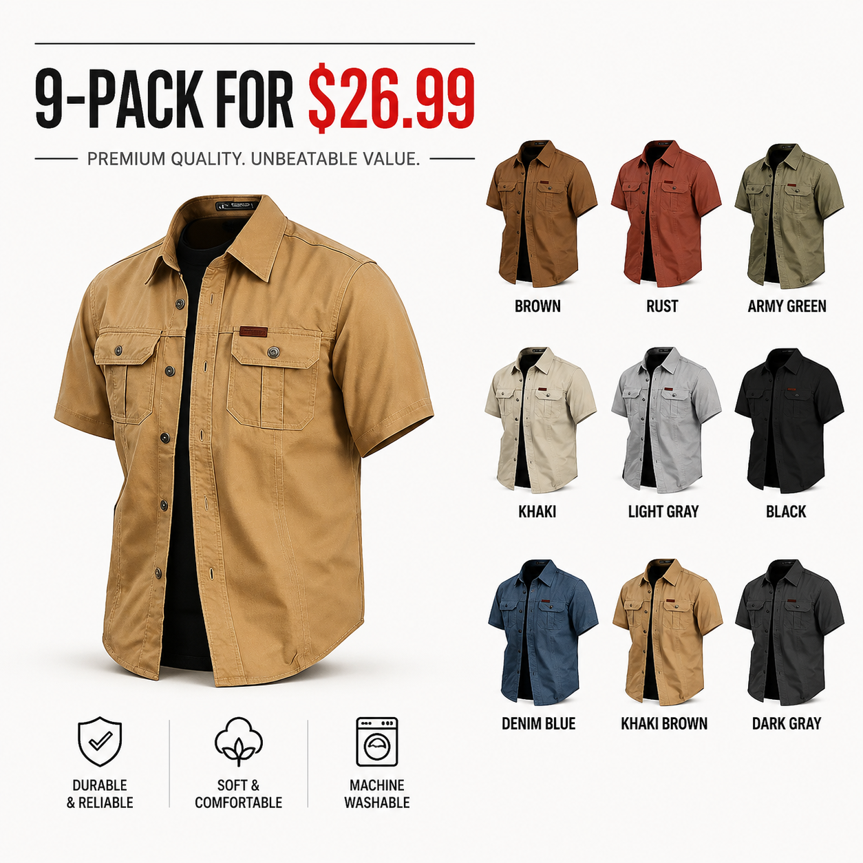 Direct Selling - Cow pattern casual men's work shirt short sleeves