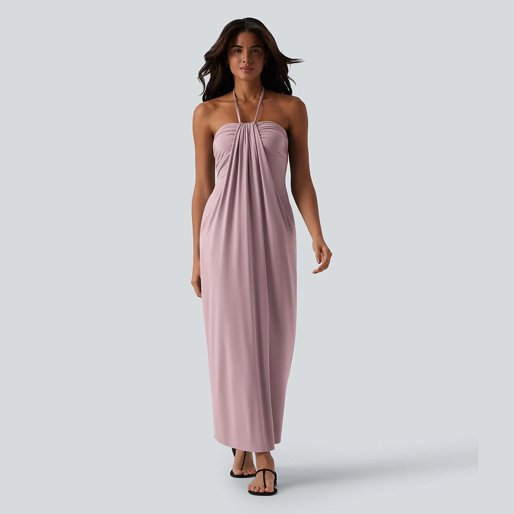 Halter Tie Back Maxi Dress with Pockets
