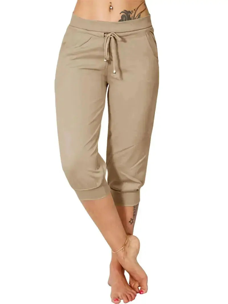 Women’s Drawstring Capri Pants with Pockets for Casual Comfort Wear
