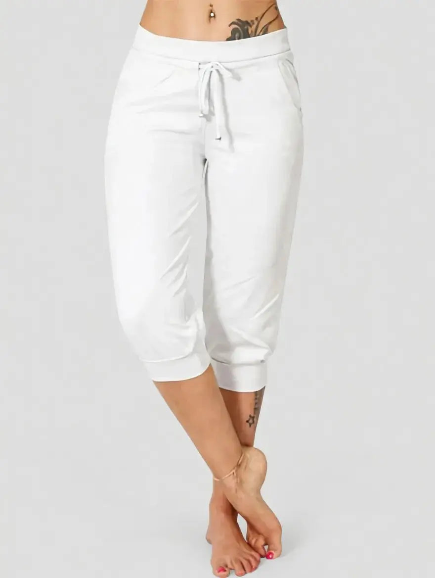Women’s Drawstring Capri Pants with Pockets for Casual Comfort Wear