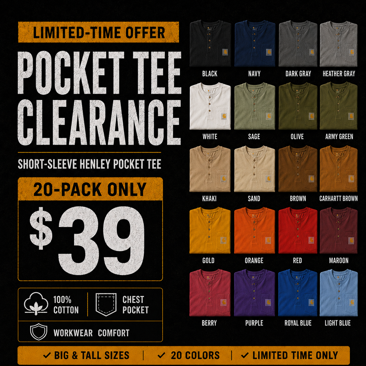 Men's Heavyweight Work Polo with pocket
