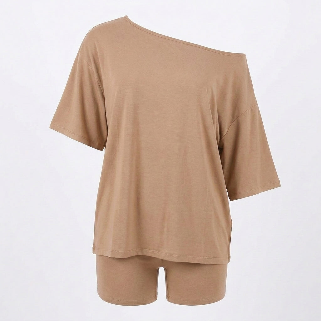 Women's 2-Piece Off-Shoulder Top & Shorts Lounge Set