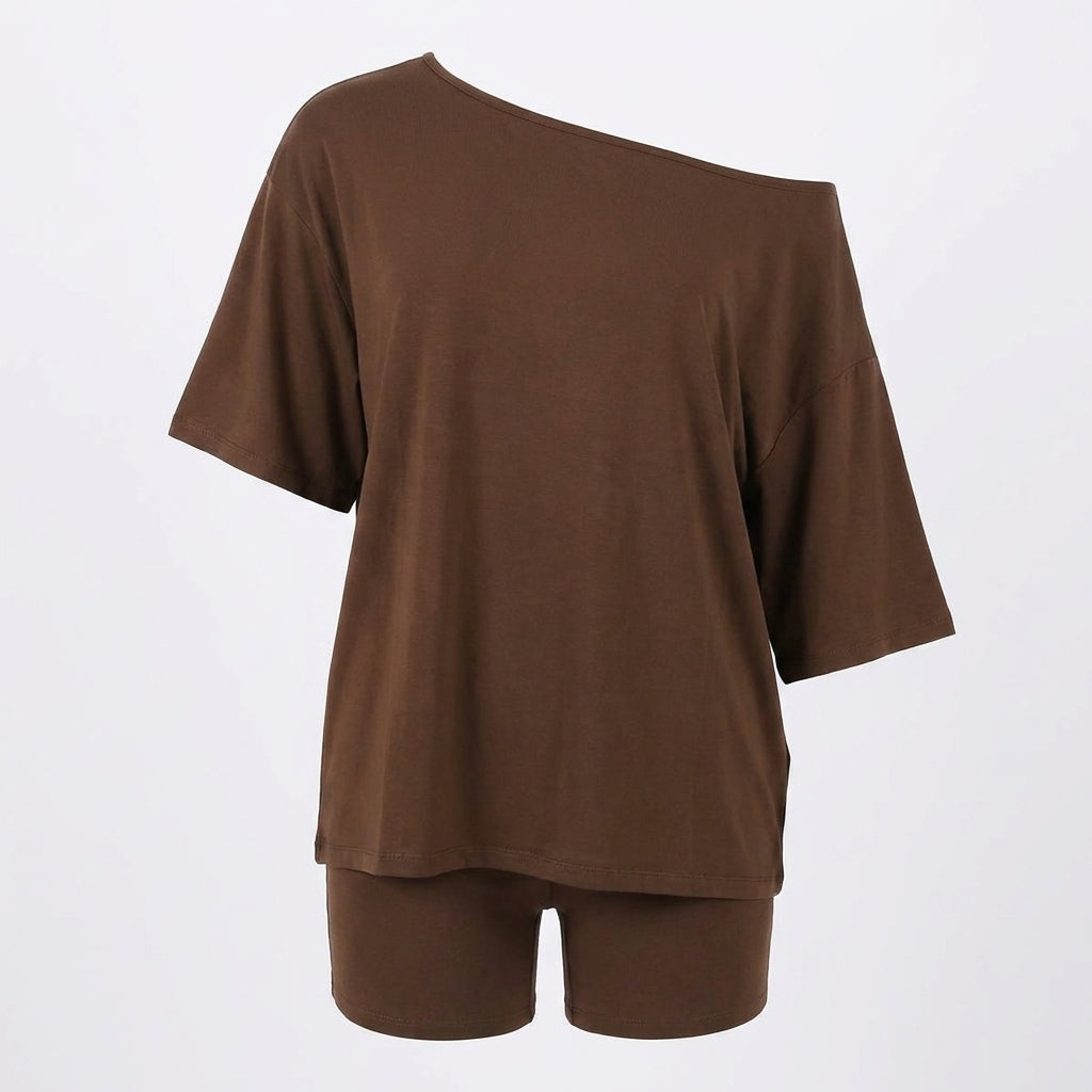 Women's 2-Piece Off-Shoulder Top & Shorts Lounge Set
