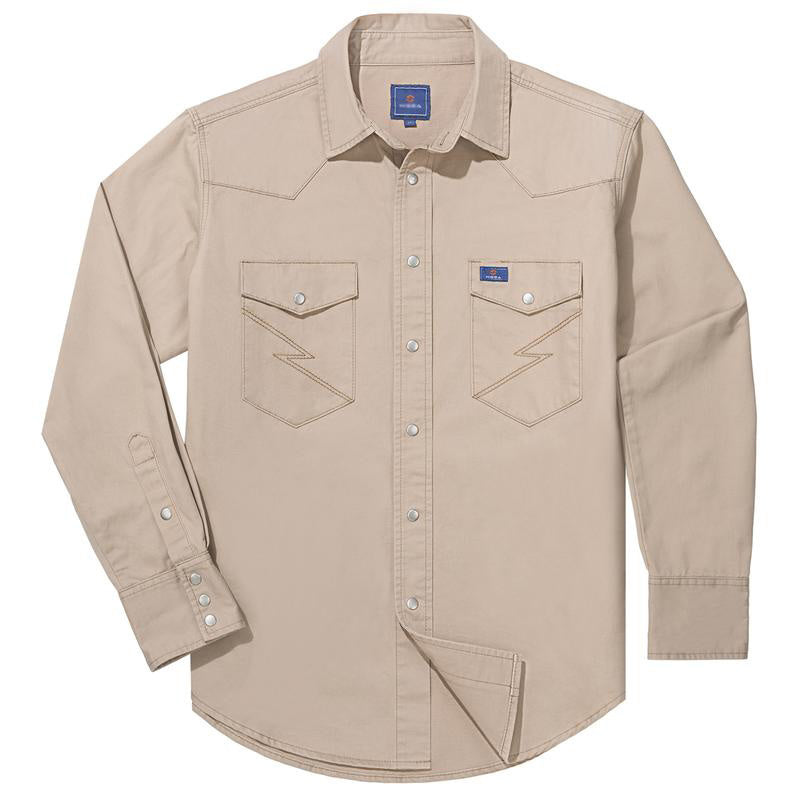 Men's Long Sleeve Stone-Washed and Pre-Washed Denim Work Shirt