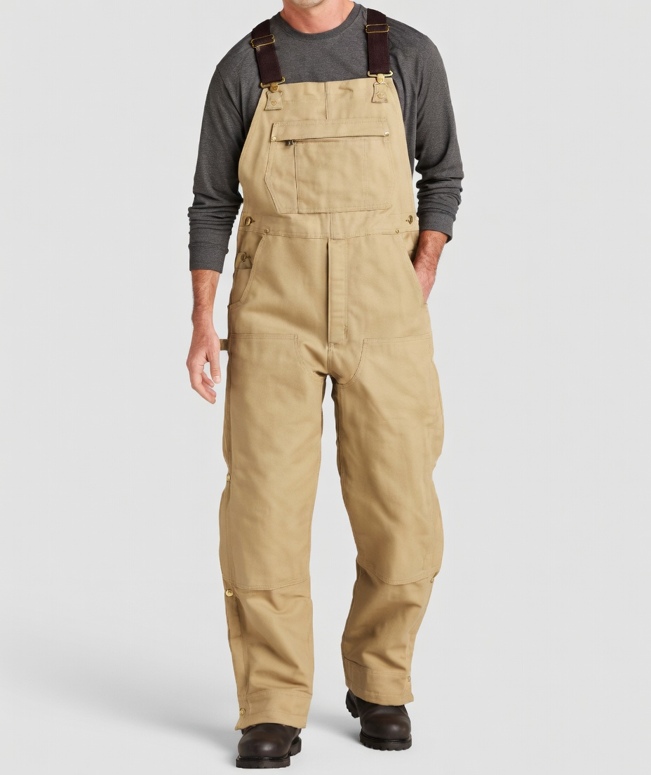 Men's Denim Bib Overalls, Workwear with Adjustable Straps and Convenient Tool Pockets