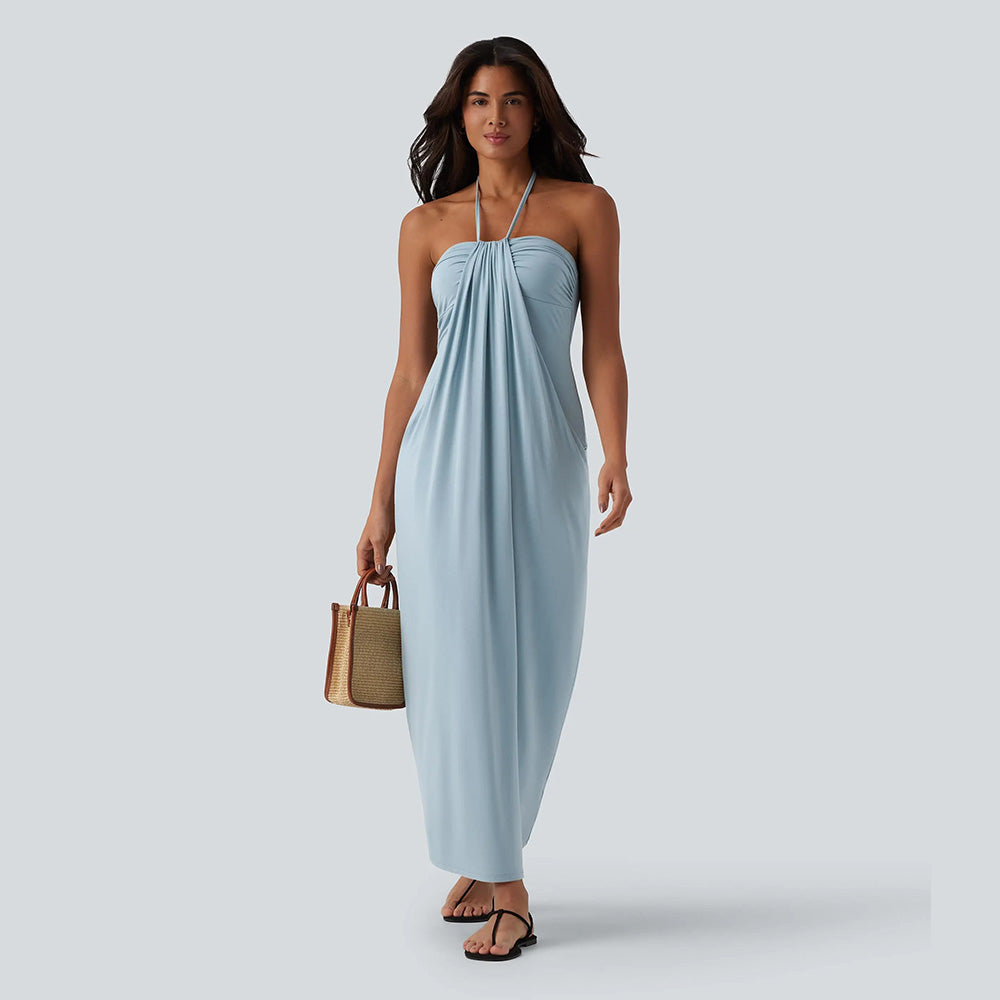 Halter Tie Back Maxi Dress with Pockets