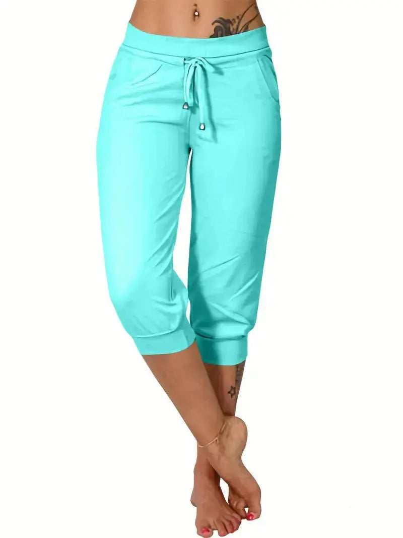 Women’s Drawstring Capri Pants with Pockets for Casual Comfort Wear