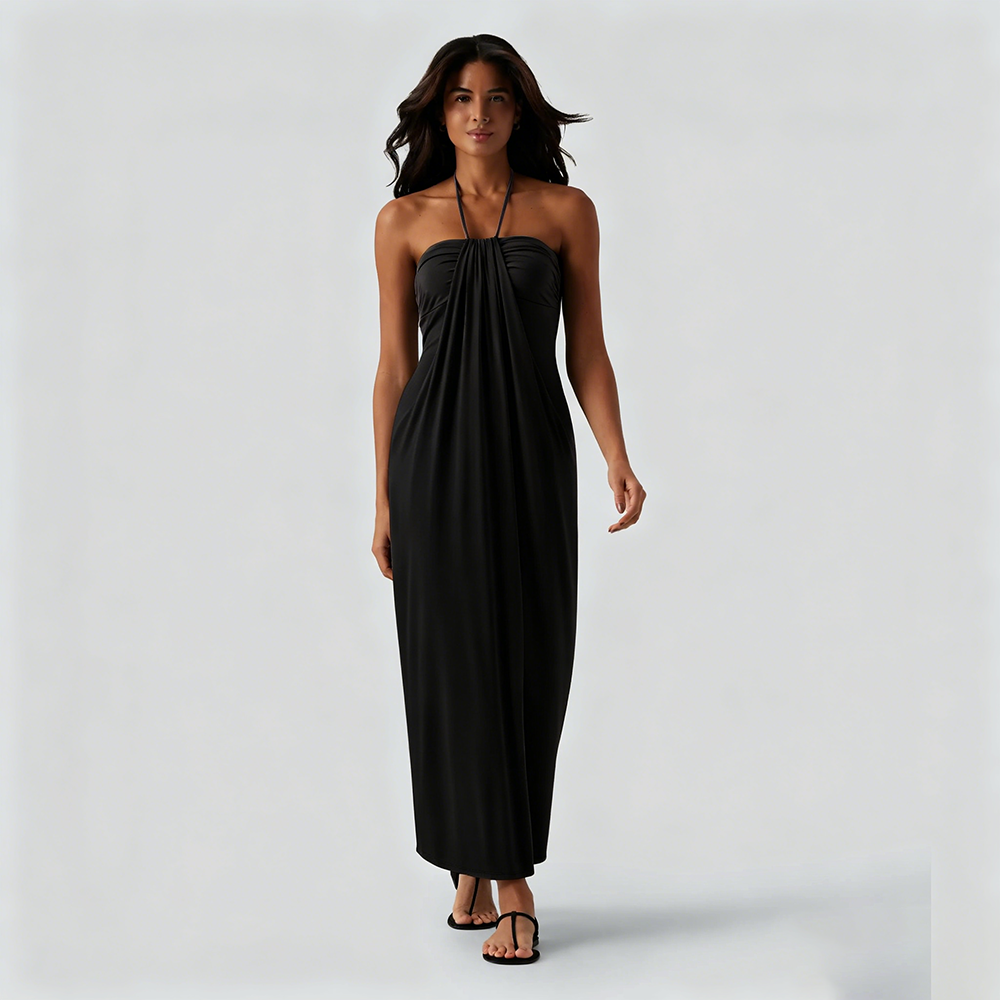 Halter Tie Back Maxi Dress with Pockets