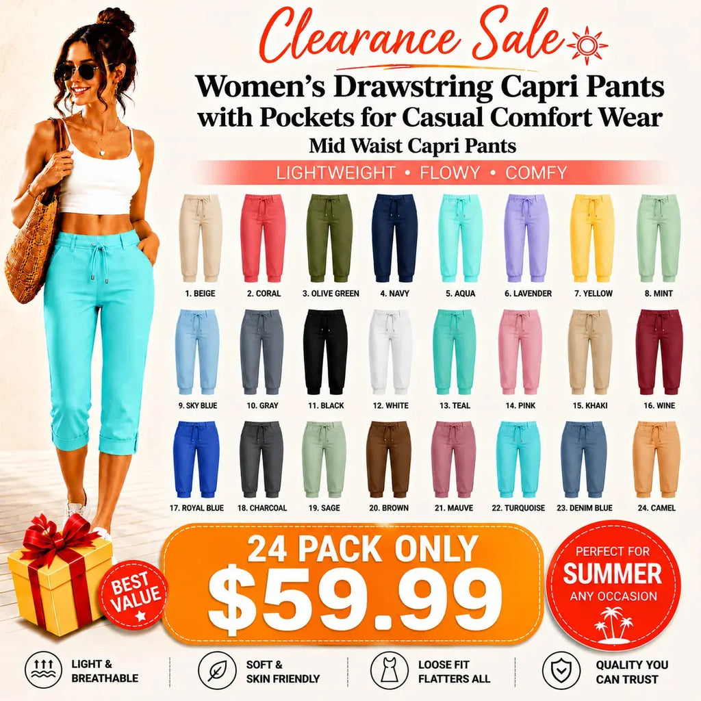 Women’s Drawstring Capri Pants with Pockets for Casual Comfort Wear