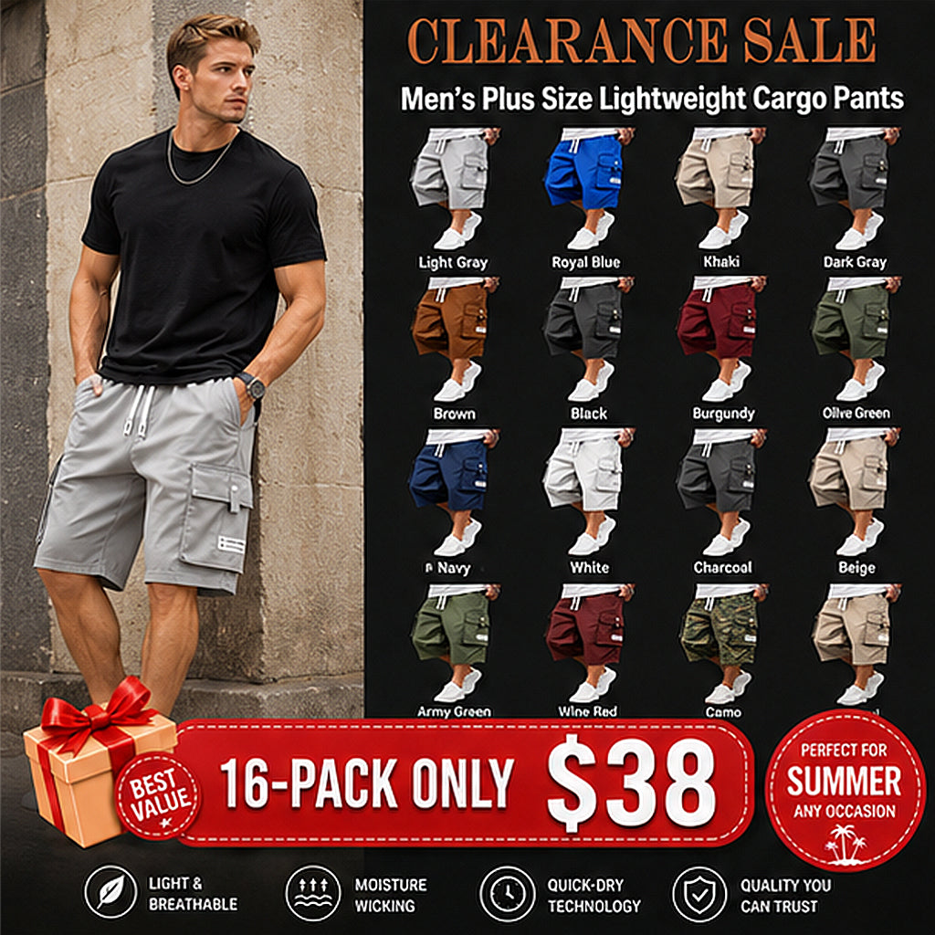 Men's Plus Size Lightweight Cargo Pants