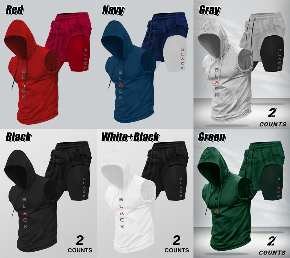 Men's Hooded Graphic Tank Top & Shorts Set