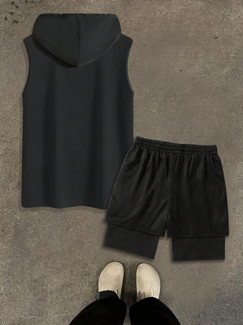 Men's Hooded Graphic Tank Top & Shorts Set