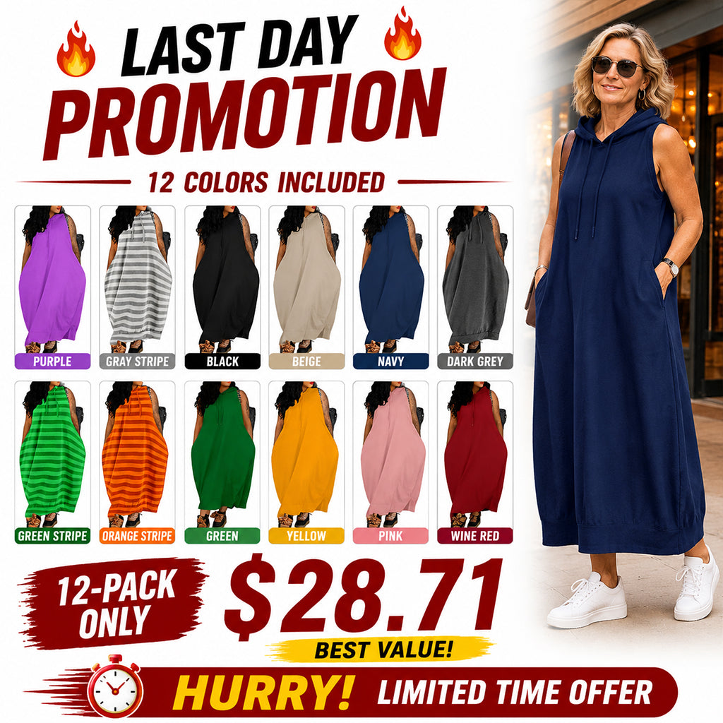 Women's Plain Drawstring Hooded Tank Dress, Casual Pocket Sleeveless Maxi Dress for Summer, Fashion Women's Clothing for Daily Wear