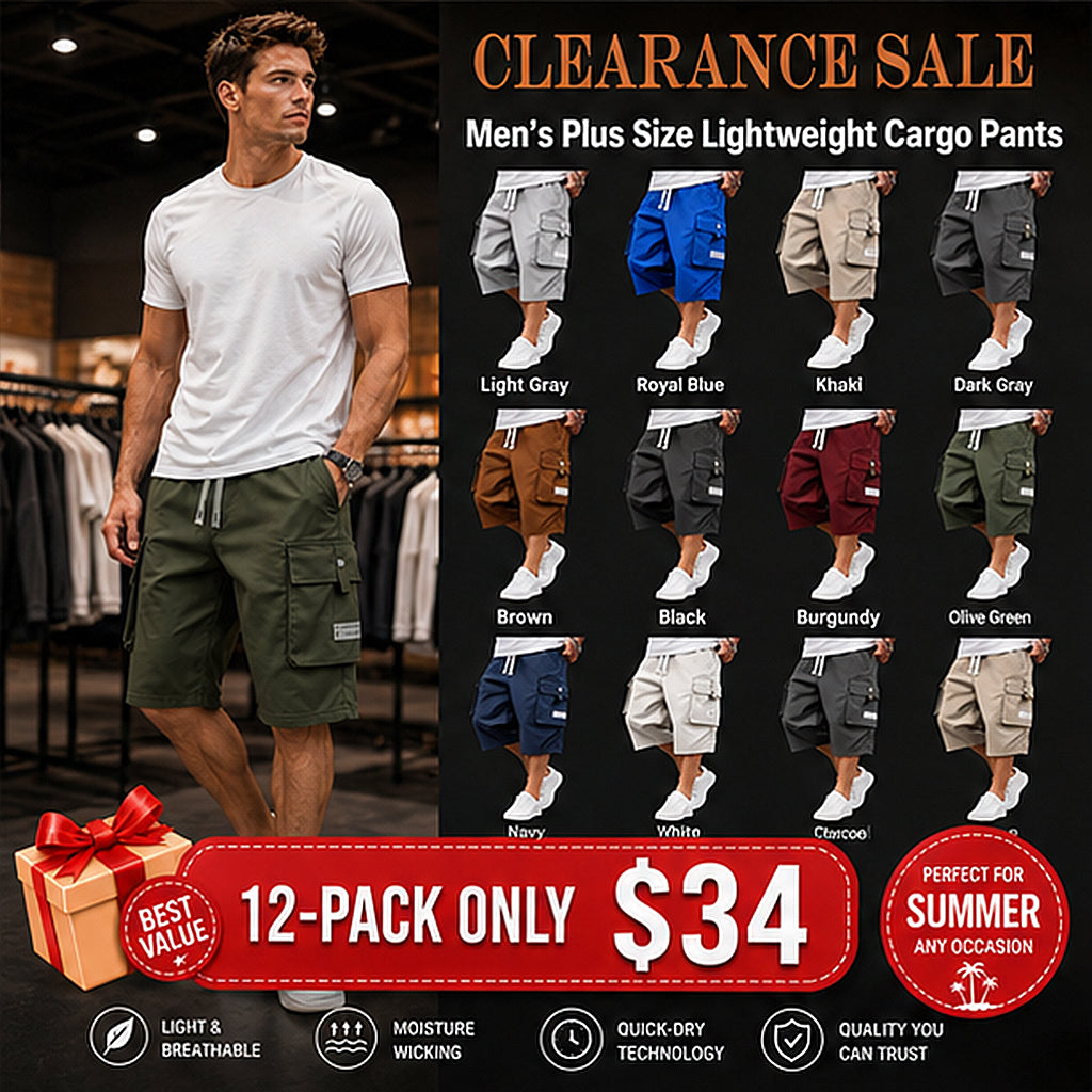 Men's Plus Size Lightweight Cargo Pants