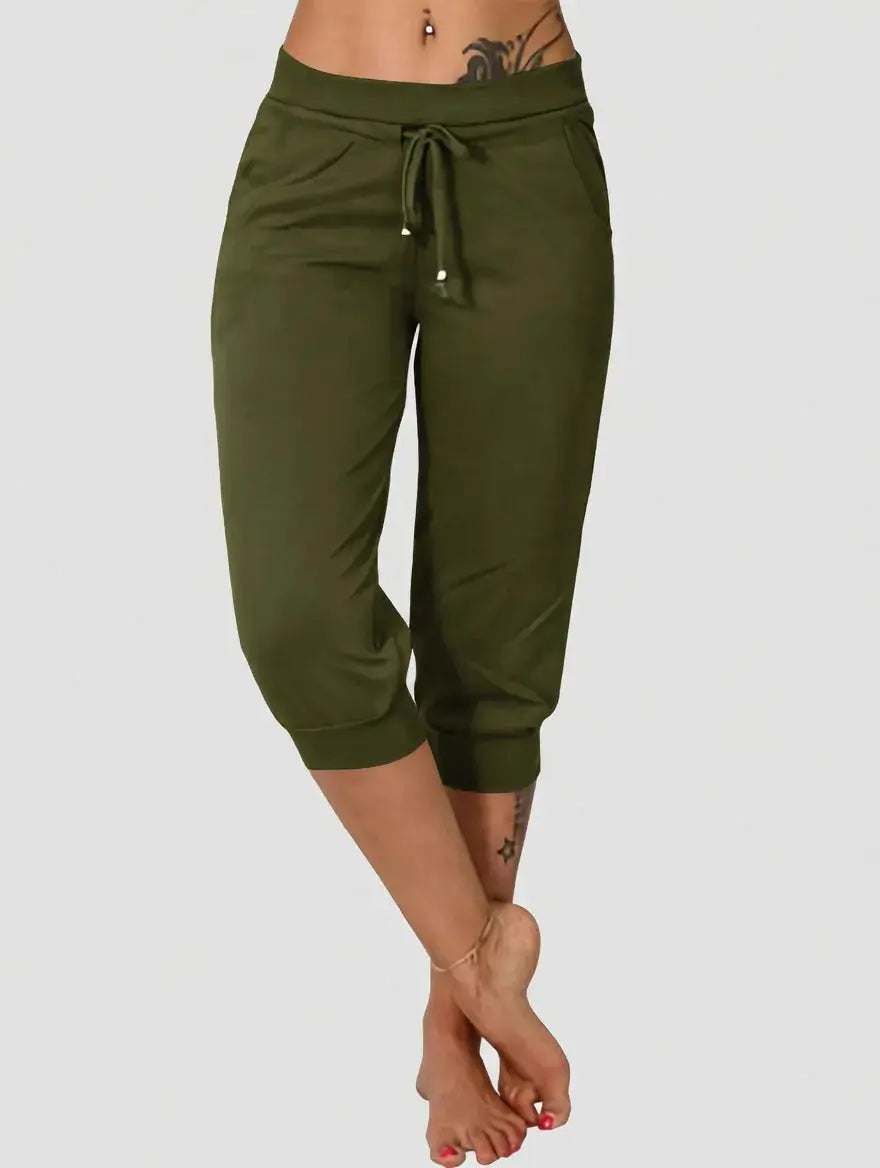 Women’s Drawstring Capri Pants with Pockets for Casual Comfort Wear
