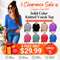Solid Color Knitted V-neck Top